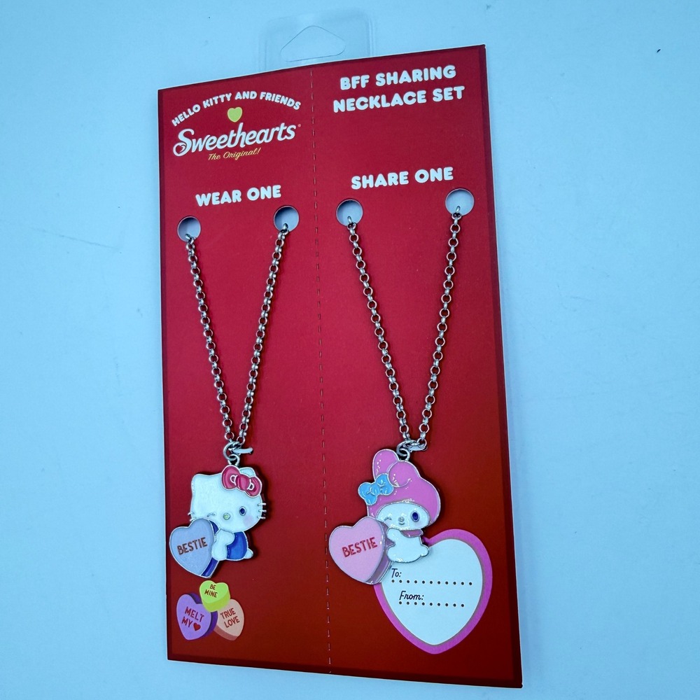 Sanrio Hello Kitty My Melody Sweethearts BFF Sharing Necklace Set 2 Piece New